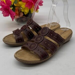 Naturalizer Brown Triple-strap Slide Sandals Size 7.5